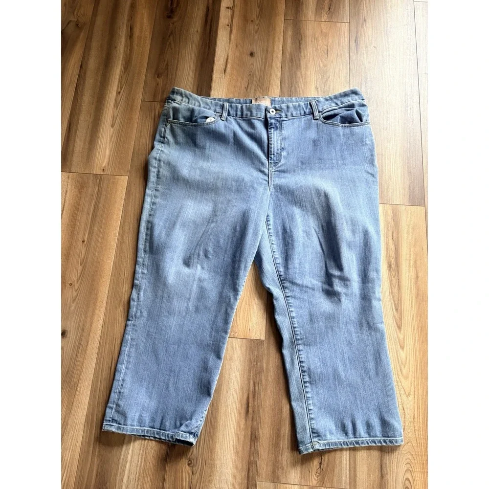 Chicos Capri Jeans Sz 3 Or 16 Stretch Straight Leg‎